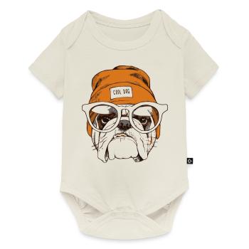 Chien hipster cool - Body à manches courtes Premium Bébé - blanc cassé - Devant