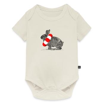 Drôle de lapin nageur cadeau lapin - Body à manches courtes Premium Bébé - blanc cassé - Devant