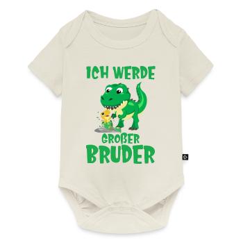 Ich werde großer Bruder Dino Dinosaurier - Baby Premium Kurzarmbody - Naturweiß - Vorne