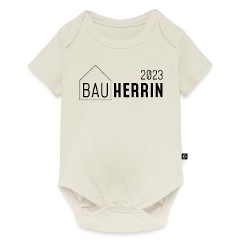 Bauherrin 2023 // mit Haus // dunkel - Baby Premium Kurzarmbody - Naturweiß - Vorne