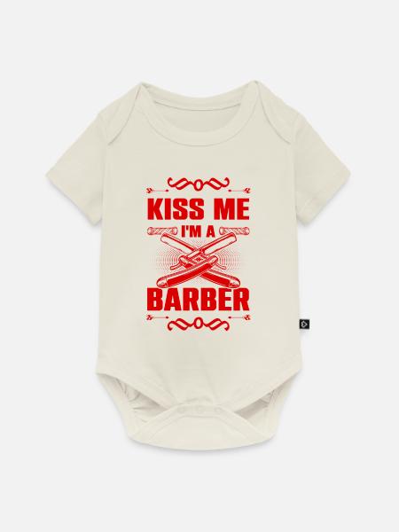 Küsse mich Barber - Baby Premium Kurzarmbody - Naturweiß