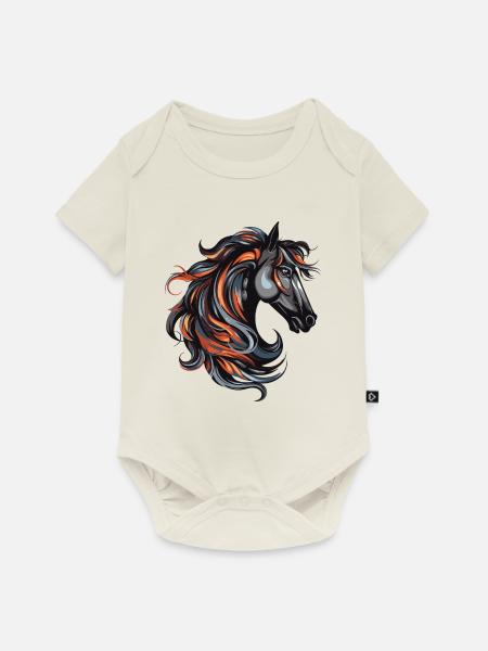 Pferd Portrait - Baby Premium Kurzarmbody - Naturweiß