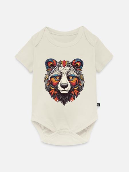 Panda Portrait - Baby Premium Kurzarmbody - Naturweiß