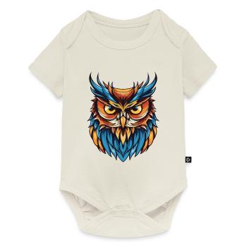 Portrait de hibou - Body à manches courtes Premium Bébé - blanc cassé - Devant