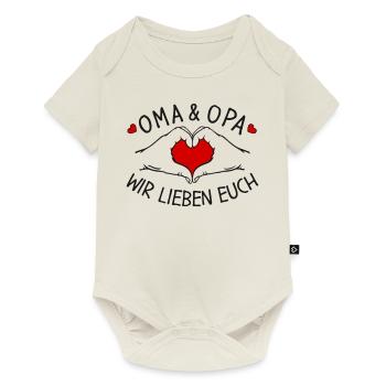 Oma und Opa wir lieben Dich Hände als Herzform - Baby Premium Kurzarmbody - Naturweiß - Vorne
