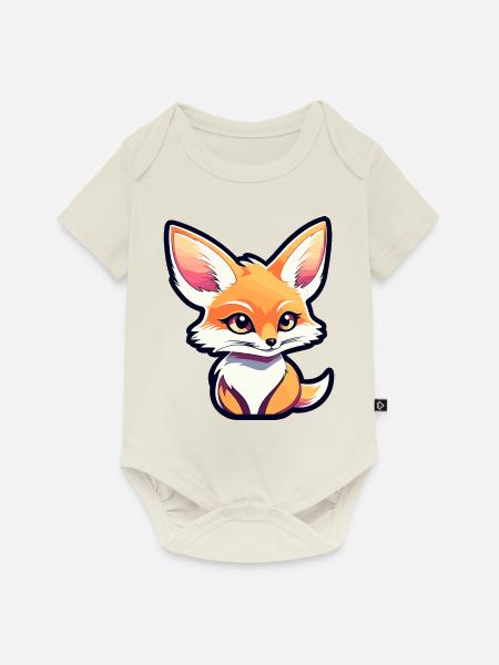 Wüstenfuchs Fennek Zeichnung - Baby Premium Kurzarmbody - Naturweiß
