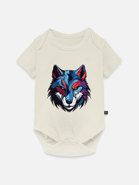 Wolf Kopf - Baby Premium Kurzarmbody - Naturweiß