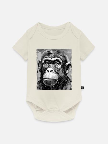 Affe Porträt - Baby Premium Kurzarmbody - Naturweiß