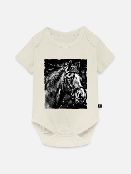 Pferd Porträt - Baby Premium Kurzarmbody - Naturweiß
