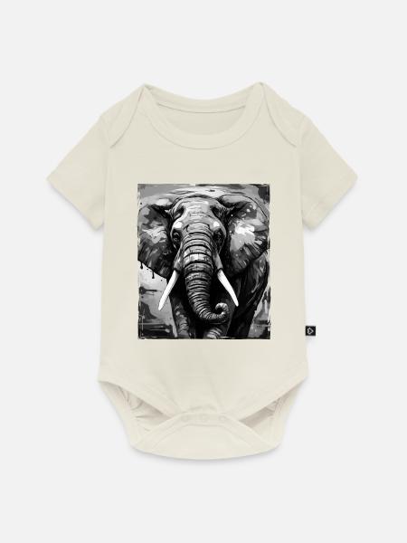 Elefant Porträt - Baby Premium Kurzarmbody - Naturweiß