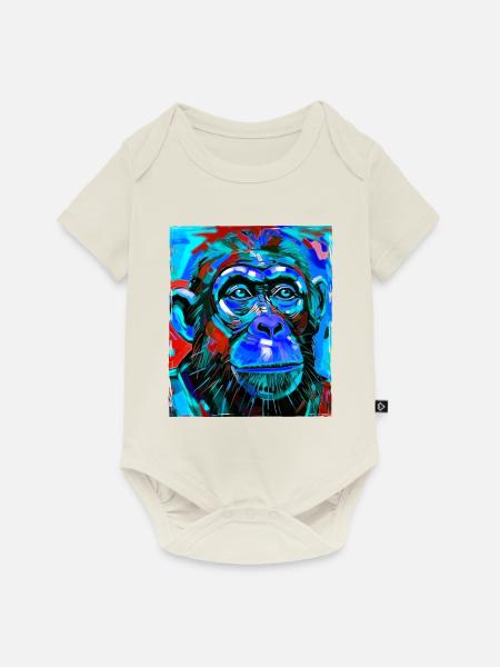 Affe Porträt - Baby Premium Kurzarmbody - Naturweiß