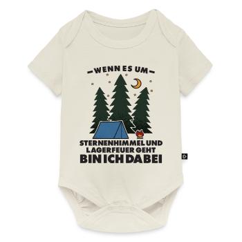 Camping mit Lagerfeuer und Sternenhimmel - Baby Premium Kurzarmbody - Naturweiß - Vorne