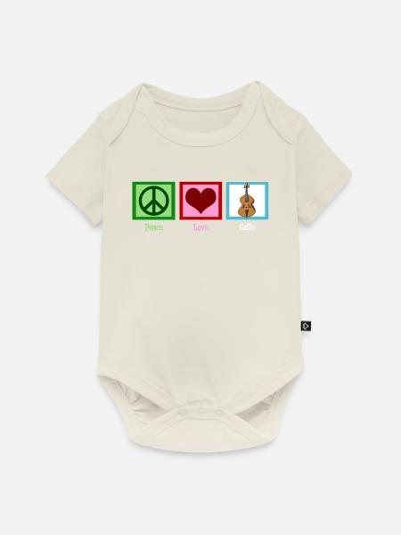 Friedensliebes-Cello - Baby Premium Kurzarmbody - Naturweiß