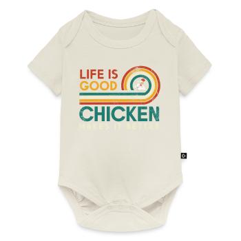 Life Is Good Chicken Macht Es Besser Für - Baby Premium Kurzarmbody - Naturweiß - Vorne
