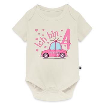 Voiture de police J’ai 4 ans Anniversaire Rose - Body à manches courtes Premium Bébé - blanc cassé - Devant