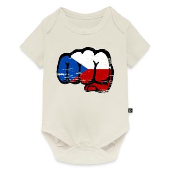 Drapeau de la République tchèque utilisé - Body à manches courtes Premium Bébé - blanc cassé - Devant