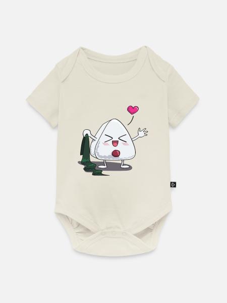 Onigirp - strip - Baby Premium Kurzarmbody - Naturweiß
