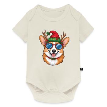 Corgi de Noël - Body à manches courtes Premium Bébé - blanc cassé - Devant