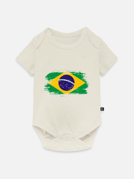 Brasilien Flagge - Baby Premium Kurzarmbody - Naturweiß
