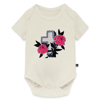 Cross and Roses - Baby Premium short-sleeve bodysuit - off white - Front