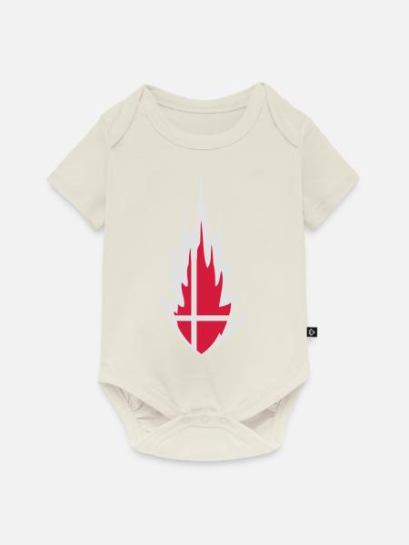 Denmark Danmark Fire Flame Design - Baby Premium Kurzarmbody - Naturweiß