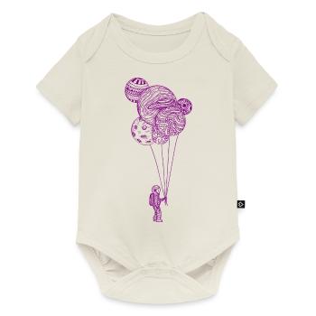 Astronaute avec des ballons de la planète - Body à manches courtes Premium Bébé - blanc cassé - Devant