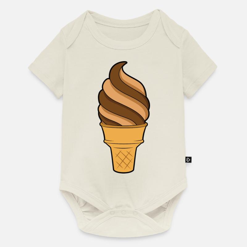 Softeis Eiscreme - Baby Premium Kurzarmbody - Naturweiß