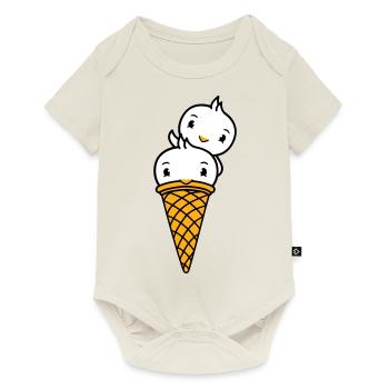 Birds Cream Waffle Cream Scoops Cream Cream Cone - Baby Premium short-sleeve bodysuit - off white - Front