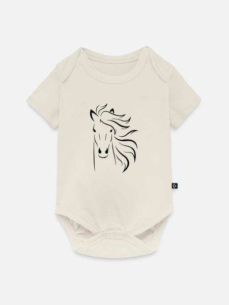 Pferdekopf - Baby Premium Kurzarmbody - Naturweiß