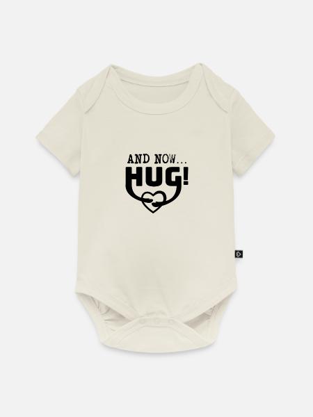 and now...HUG! Umarmung - Baby Premium Kurzarmbody - Naturweiß