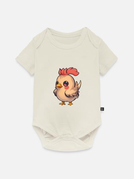 Total niedliches Hühnchen - Baby Premium Kurzarmbody - Naturweiß