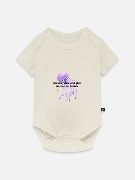 qualle - Baby Premium Kurzarmbody - Naturweiß
