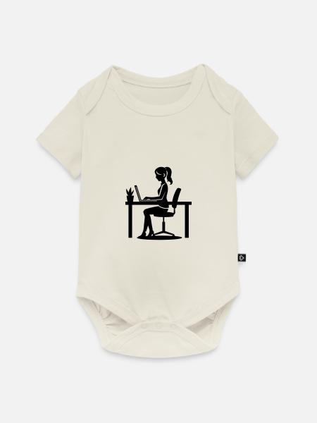 Frau Computer Job - Baby Premium Kurzarmbody - Naturweiß