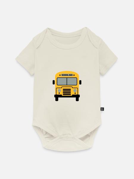 Schulbus - Baby Premium Kurzarmbody - Naturweiß