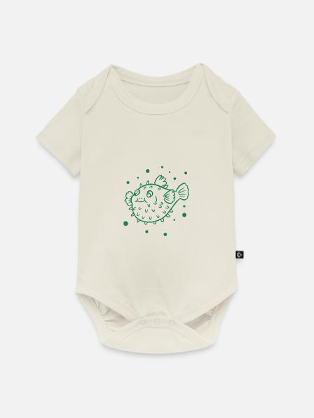 Dicker Kugelfisch - Baby Premium Kurzarmbody - Naturweiß