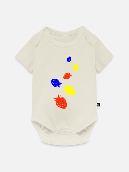Frucht Erdbeere - Baby Premium Kurzarmbody - Naturweiß