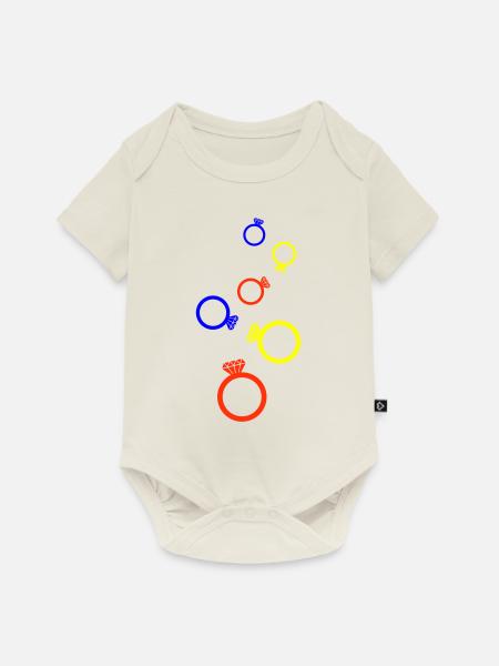 Eheringe Bunt - Baby Premium Kurzarmbody - Naturweiß