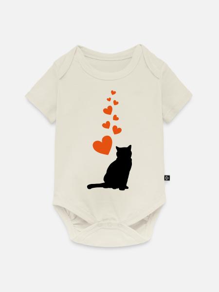 cat hearts - Baby Premium Kurzarmbody - Naturweiß