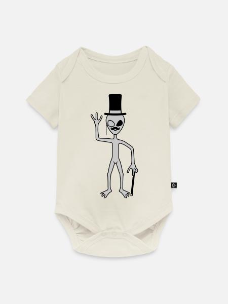 Sir Alien winkt freundlich - Baby Premium Kurzarmbody - Naturweiß