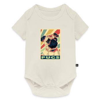 Pugs colores vintage - Body à manches courtes Premium Bébé - blanc cassé - Devant