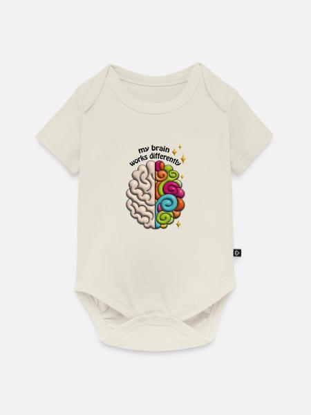 My brain works differently - Baby Premium Kurzarmbody - Naturweiß