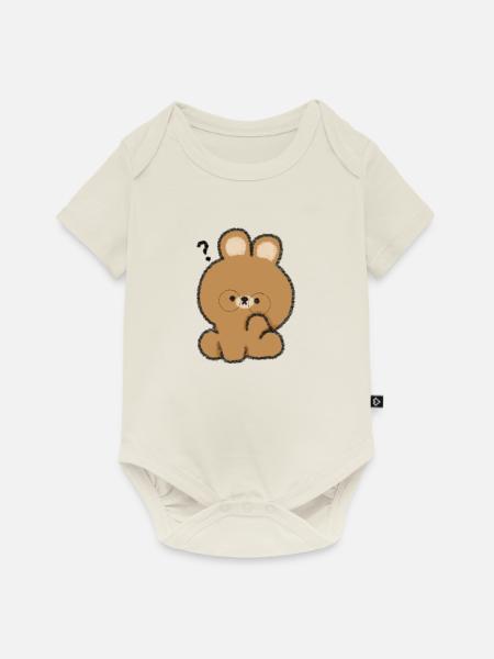 Neugieriger Hase - Baby Premium Kurzarmbody - Naturweiß