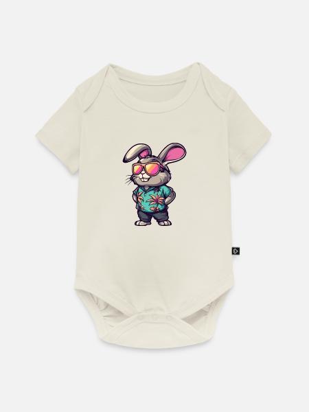 Hase Comic Urlaub - Baby Premium Kurzarmbody - Naturweiß