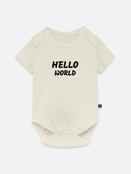 HELLO WORLD - Baby Premium Kurzarmbody - Naturweiß