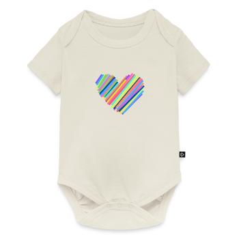 Bunter Herzschlag - Baby Premium Kurzarmbody - Naturweiß - Vorne