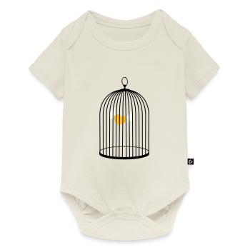 flying heart with wings caught in cage - Baby Premium short-sleeve bodysuit - off white - Front