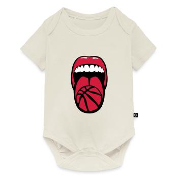 basket tire langue language mouth - Body à manches courtes Premium Bébé - blanc cassé - Devant
