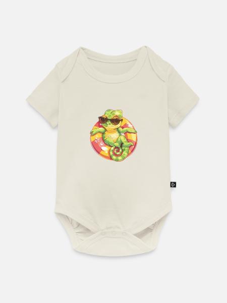 Chameleon Comic Cool - Baby Premium Kurzarmbody - Naturweiß