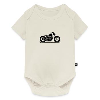 Minimaliste Bobber Moto Line Art Noir - Body à manches courtes Premium Bébé - blanc cassé - Devant