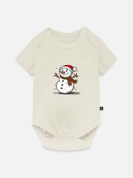 Schneemann - Baby Premium Kurzarmbody - Naturweiß